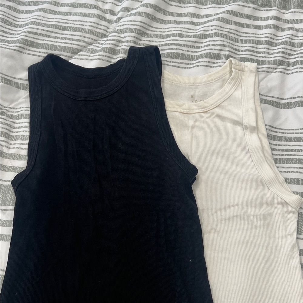 a new day Black and White Ribbed High-Neck Tank Top Bundle
